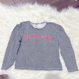 Girls checked puff long sleeve top size:5T/6
